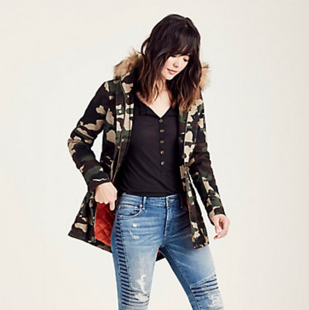 NEW True Religion Camouflage Parka Jacket